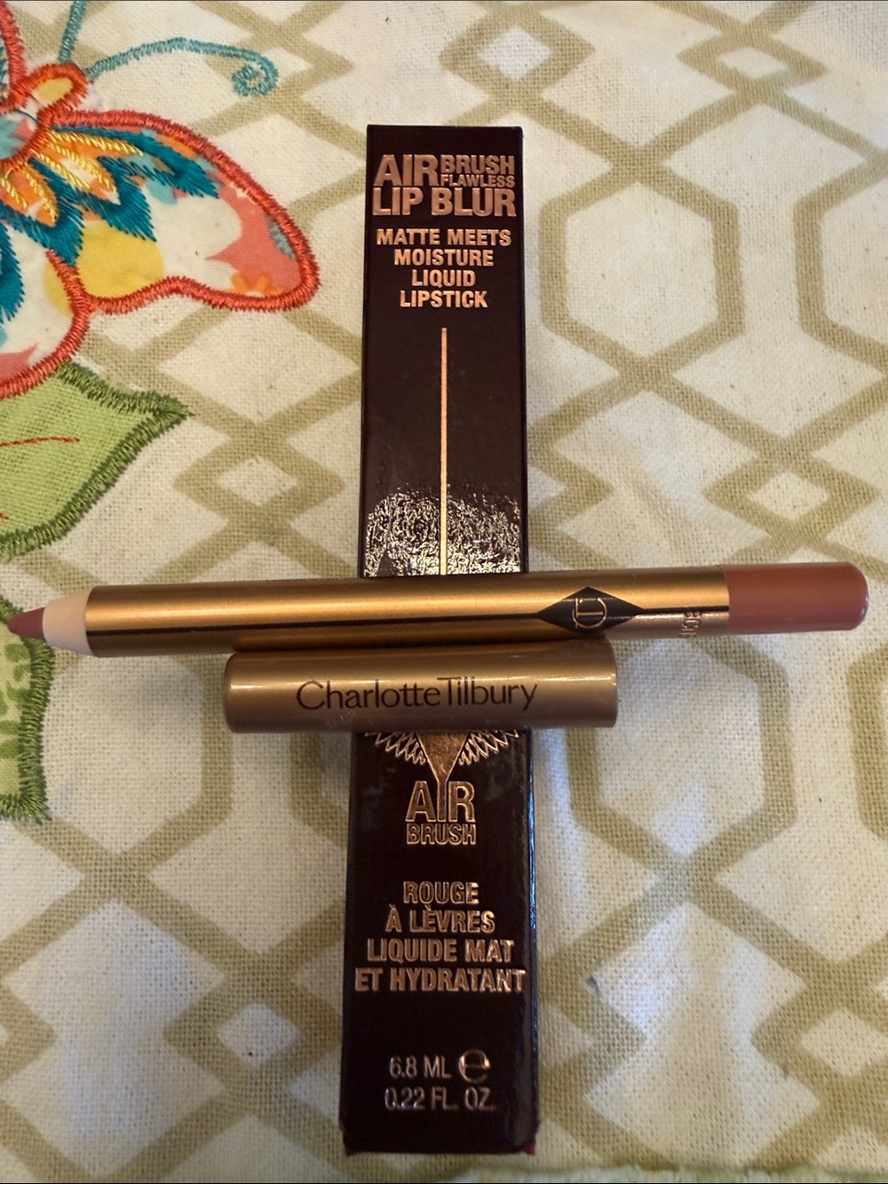 Charlotte Tilbury Matte Liquid Lipstick in Nude Mauve with Gold Packaging